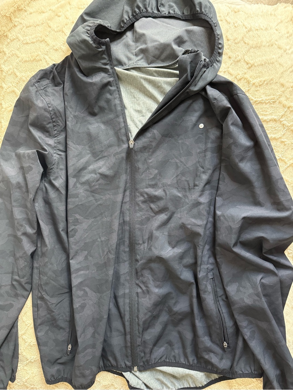 Vuori Men's Hooded Camouflage Rain Jacket - Black